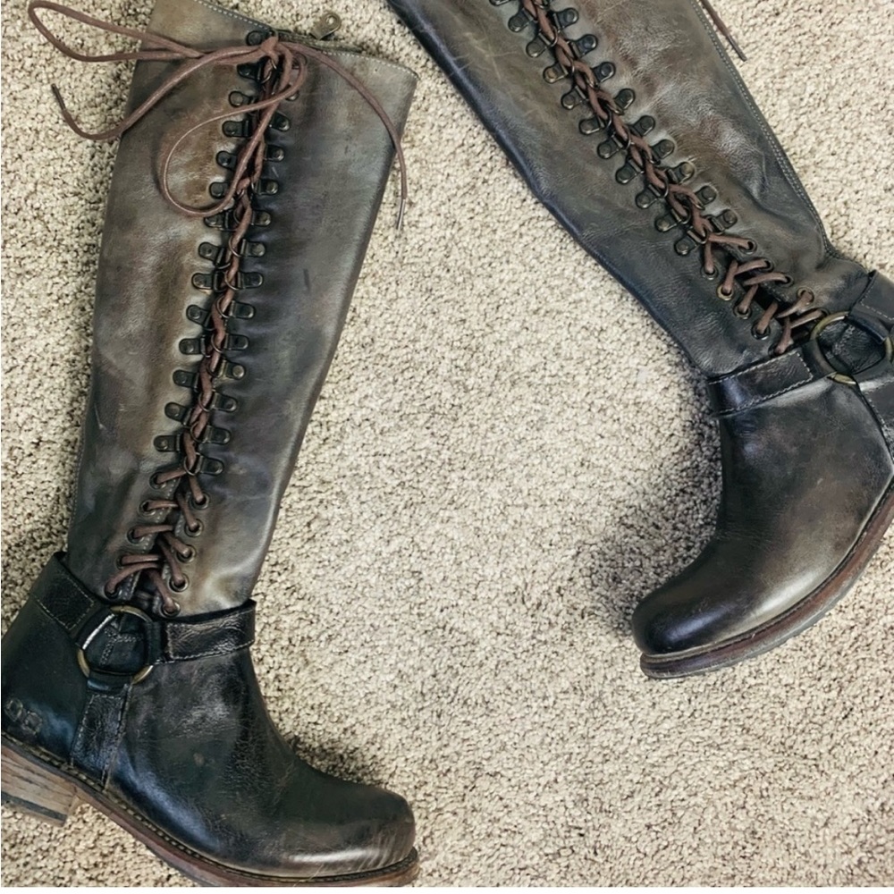BedStu Cobbler Lace Up Knee High Boot